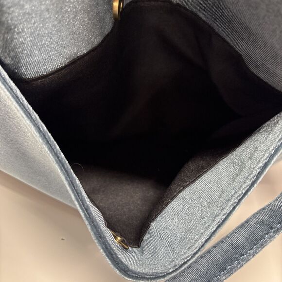 Anthropologie Blue Velvet Corded Shoulder & Crossbody Clutch Bag New Without Tag - Picture 15 of 16